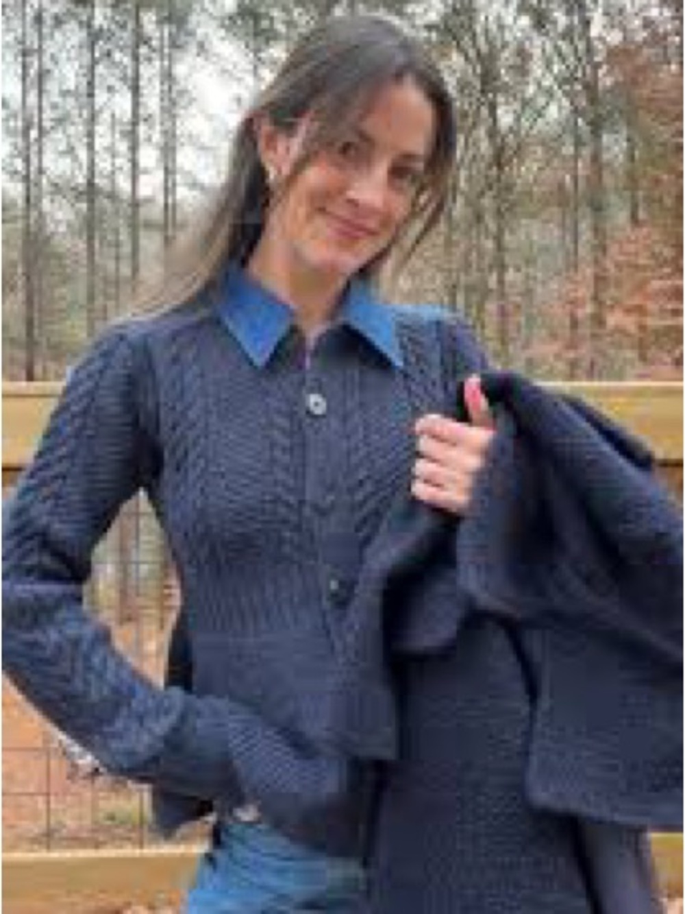 Pilcro NWOT Knit Cardigan with Denim Blue Collar - Picture 5 of 8
